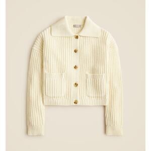 J. Crew Women's Collared Crewneck Cardigan Sweater Ivory Lace Cream Size XXS NWT